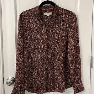 Loft Black Flower Pattern Blouse